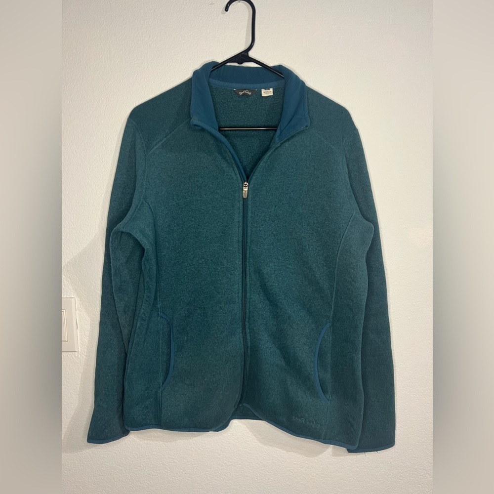 Eddie Bauer's Men’s Fleece Blue Teal Full Zip Up Jacket size XL